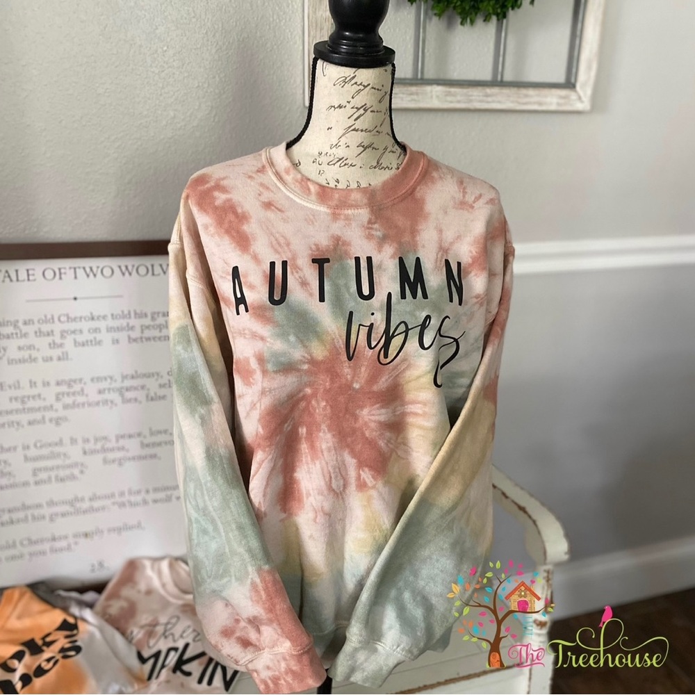 Autumn vibes tie dye crew sweatshirts!